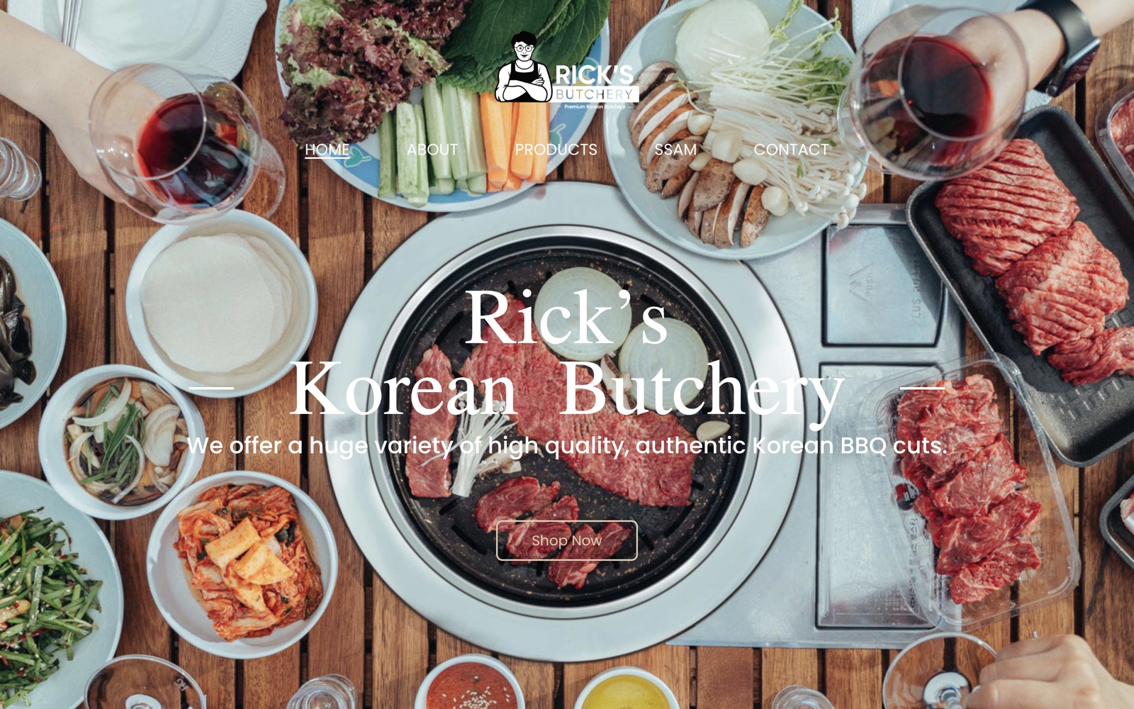 Rick’s Korean Butchery 제품과 쇼핑 안내 화면